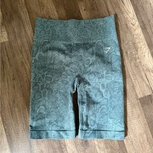 Gymshark Green Snake-Print Bike Shorts